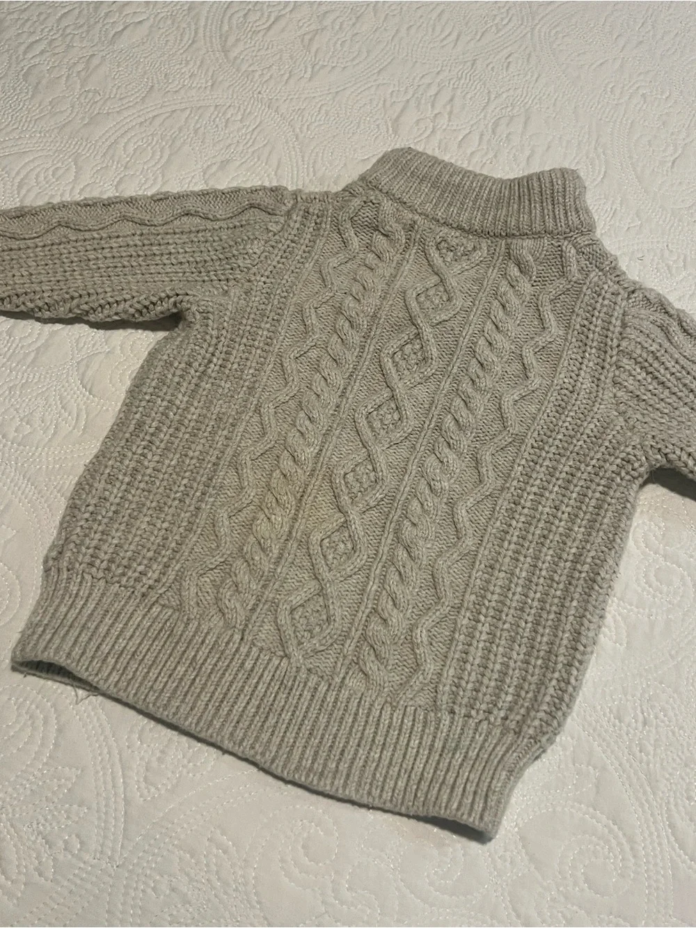 GAP Cream/Oatmeal Chunky Cable Knit Sherpa-Lined Collar Sweater 4T